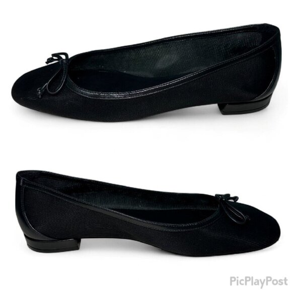 STUART WEITZMAN Arabella Bow-Detailed Mesh Ballet Flats, Black, Size US 8 - Picture 8 of 10